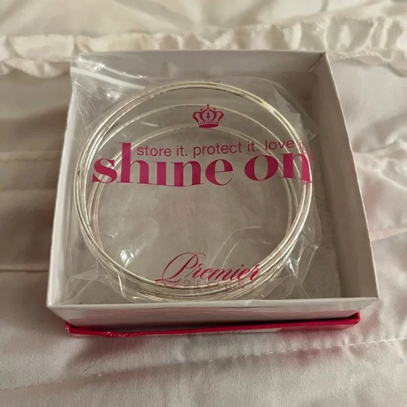 Premier Designs beveled silver linked bangle Illusion bracelet - Picture 6 of 10